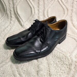 Clarks Tilden Cap Oxford Black Leather Dress Shoes Mens 11.5 M Excellent